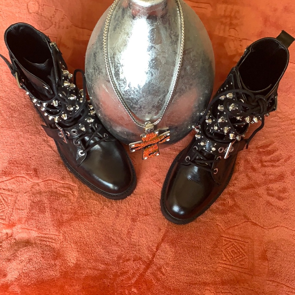 Studded ankle boot.